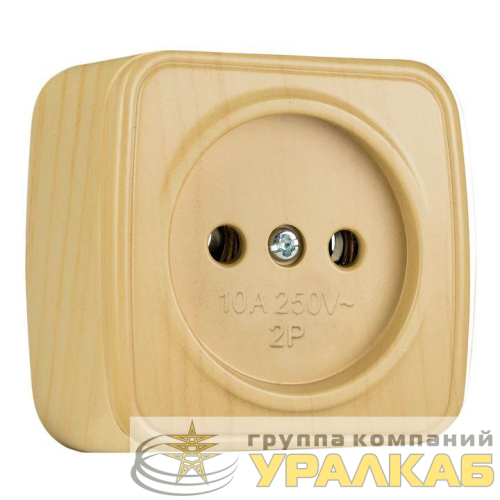 Розетка 1-м ОП Минск 10А IP20 без заземл. свет. дерево EKF EGR10-022-30 детальная картинка
