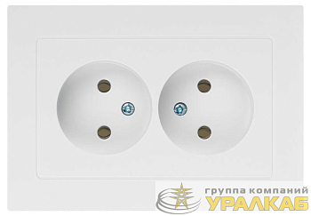 Розетка Intro Accent 6-204-01 2х2P 16А-250В IP20 СУ AL/CU бел. Intro Б0063447