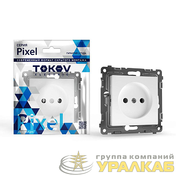 Розетка 1-м СП Pixel 16А IP20 без заземл. защ. шторки механизм бел. TOKOV ELECTRIC TKE-PX-R1SF-C01