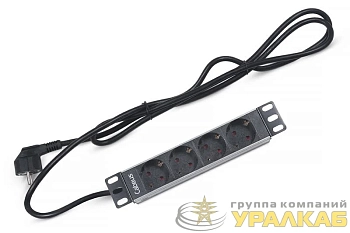 Блок евророзеток для 10дюйм шкафов PDU-4P-2EU горизонт. 4 розетки 16А без выключателя алюм. корпус шнур 2м вилка немецкий стандарт Cabeus 7981c