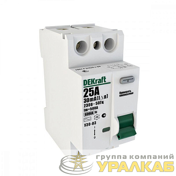 Выключатель дифференциального тока (УЗО) 2п 25А 30мА тип AC 6кА УЗО-03 SchE 14054DEK