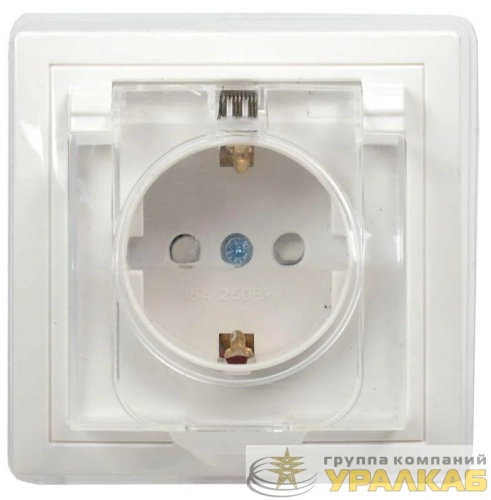 Розетка 1-м СП Кварта РСбш10-3-ККБ-44 16А IP44 с заземл. защ. шторки с крышкой керамика бел. GENERICA ERK70-K01-10-DM-44 детальная картинка