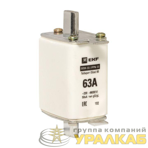 Вставка плавкая ППН-33 160/63А габарит 00 PROxima EKF fus-33/160/63 детальная картинка