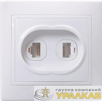 Розетка компьютерная + телефонная 2-м СП Кварта РК/Т12-КБ IP20 бел. IEK EIK10-K01-DM