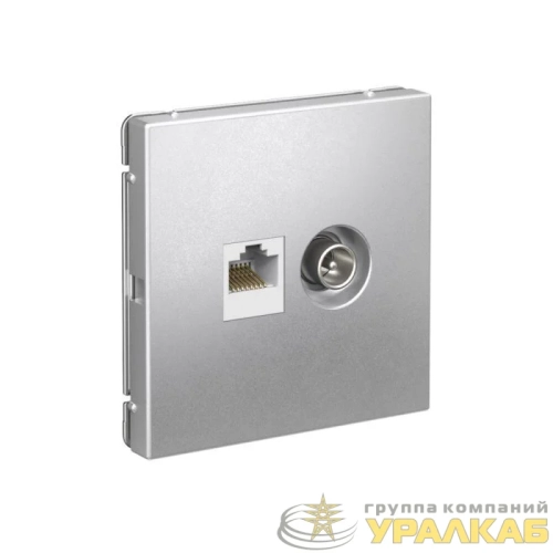 Розетка компьютерная + телевизионная 2-м СП ArtGallery RJ45 кат.5E + TV механизм алюм. SE 