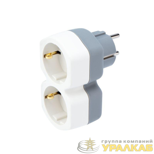 Разветвитель 2-м с заземл. 16А IP20 защ. шторки бел. Rexant 11-1087 детальная картинка