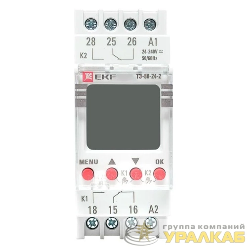 Таймер электронный двухканальный ТЭ-80 24-230В EKF te-80-24-2 детальная картинка