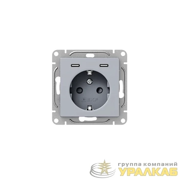 Розетка СП Эпика 16А с 2 USB-C с заземл. защ. шторки механизм алюм. EKF 