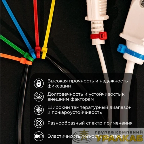 Хомут кабельный 2.5х100 нейл. разноцвет. (уп.25шт) Rexant 07-0108-25 детальная картинка
