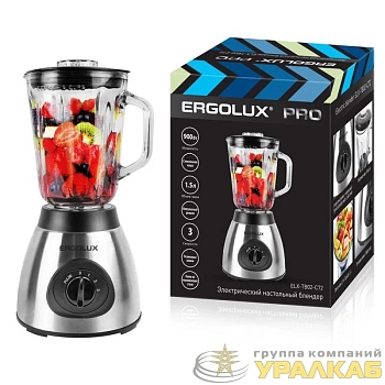Блендер ELX-TB02-C72 PRO настольный 900Вт 220-240В стекл.чаша сереб./черн. Ergolux 15251