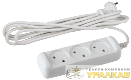Удлинитель 3х5м без заземл. 6А IP20 UX(6)-3-5m ПВС 2х0.75 Эра Б0038569 детальная картинка