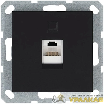 Розетка компьютерная 1-м RJ45 IP20 кат. 5E механизм черн. матов. soft touch Jasmart G6105PB