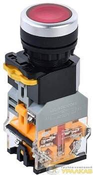 Кнопка D8-11D d22мм 1НО+1НЗ с подсветкой красн. IEK BBT30-11D-3-12-K04