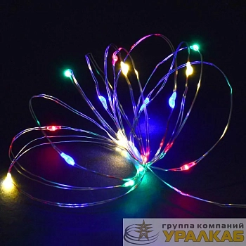 Гирлянда "Роса" 2м 20LED RGBY IP20 провод прозр. шнур 0.3м 2AA IEK LGDB500-3-020-02-T-B-20