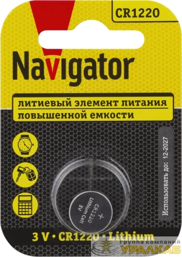 Элемент питания литиевый CR1220 93 825 NBT-CR1220-BP1 (блист.1шт) NAVIGATOR 93825 детальная картинка