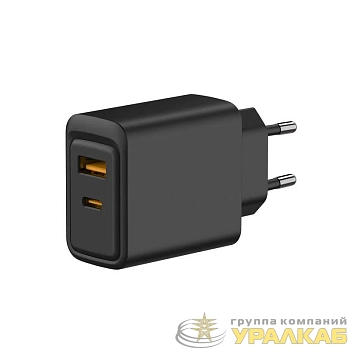 Устройство зарядное сетевое с портами USB-A и USB-C 30Вт черн. Rexant 18-2219