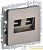 Розетка двойная СП RJ11+RJ45 кат.5E BRITE РК/Т12-БрШ механизм шампань IEK BR-KT20-O-1-K37