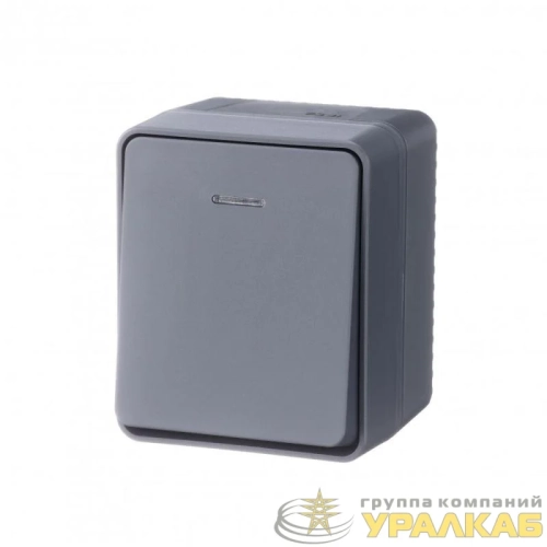 Выключатель 1-кл. ОП AtlasDesign PROFI IP54 10AX с подсветкой антрацит SE 
