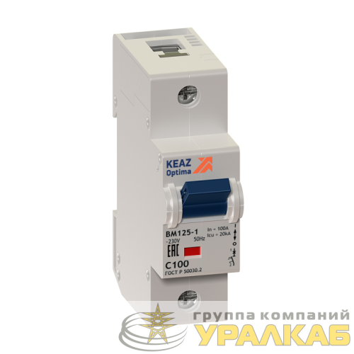 Выключатель автоматический модульный 3п C 100А 20кА OptiDin BM125-3C100-8ln-УХЛ3 КЭАЗ 138545 детальная картинка