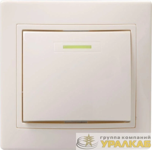 Выключатель 1-кл. СП Кварта 10А IP20 ВС10-1-1-ККм с индикацией крем. IEK EVK11-K33-10-DM детальная картинка