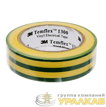 Изолента ПВХ 15мм Temflex 1300 желт./зел. (рул.10м) 3М 7100081324