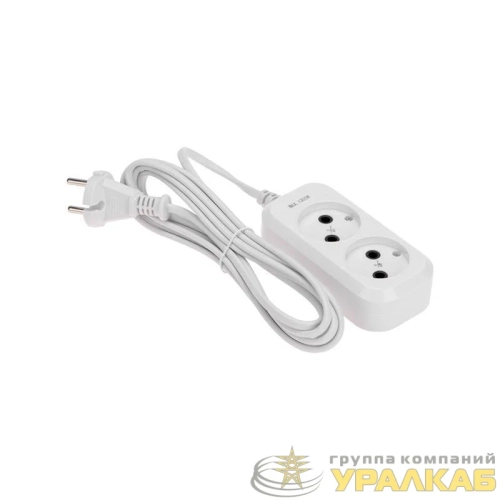 Удлинитель 2 гнезда 3м 2х0.75кв.мм б/з бел. PROCONNECT 13-4201 детальная картинка