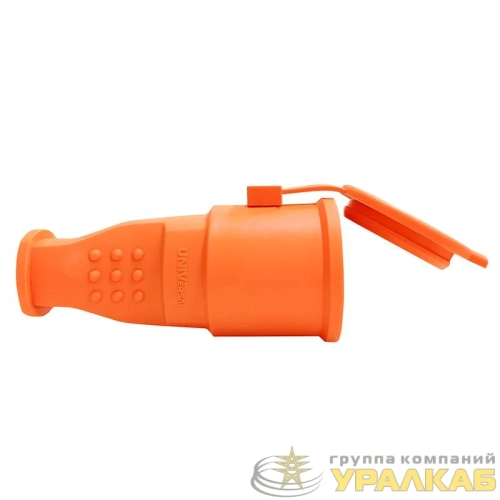 Разъем штепсельный 16А IP44 250В (еврослот) с заземл. каучук оранж. Universal 