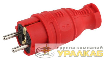 Вилка прямая V8-RED-IP44 16А IP44 з/з каучук красн. Эра Б0044547
