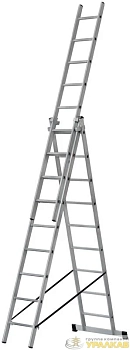 Лестница трехсекционная 3х9 H=257/426/591см 11.18кг алюм. FIT 