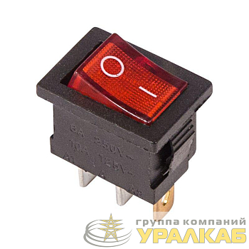 Выключатель клавишный 250В 6А (3с) ON-OFF красн. с подсветкой Mini (RWB-206; SC-768) Rexant 36-2150