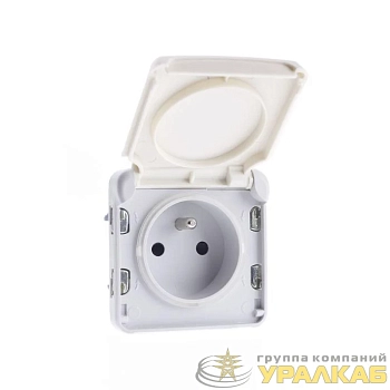 Розетка 1-м СП Plexo 16А IP55 250В 2P+E франц. стандарт винт. клеммы бел. Leg 069622