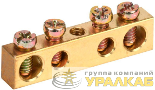 Шина PEN "земля-ноль" 6х9мм 4/1 (4группы/крепеж по центру) IEK YNN10-04-100 детальная картинка
