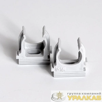 Держатель для труб (клипса) d16мм сер. (уп.100шт) TOKOV ELECTRIC 
