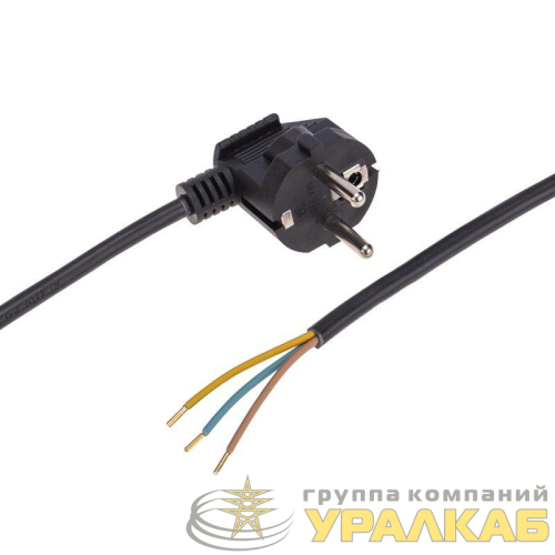 Шнур электрический с угловой вилкой 10А 2300Вт ПВС 3х0.75кв.мм 5м черн. Rexant 11-1309 детальная картинка