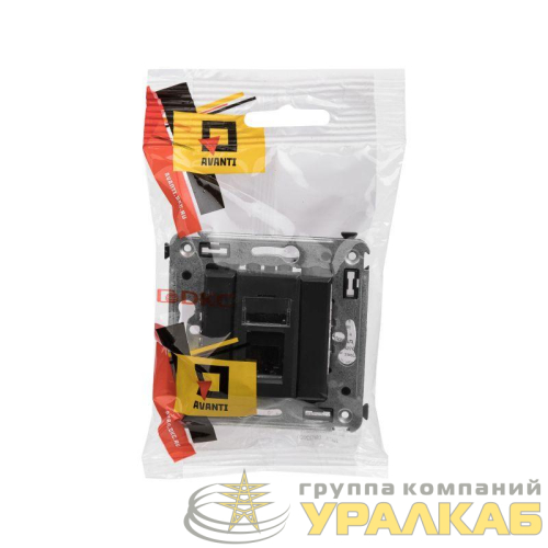 Розетка телефонная 1-м RJ-12 СП Avanti "Черный матовый" DKC 4412313 детальная картинка