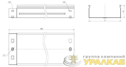 Лоток листовой неперфорированный 80х500 L3000 1мм EKF L8050000 детальная картинка