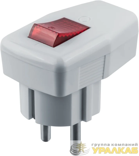 Вилка угловая 61 364 NCA-PL05-16A-ESC-WH с заземл. с выкл. бел. Navigator 61364 детальная картинка