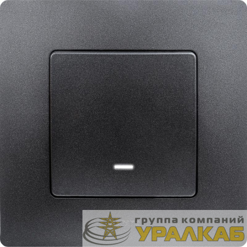 Выключатель 1-кл. СП Etika 10А IP20 250В 10AX с подсветкой/индикацией авт. зажимы механизм антрацит Leg 672603