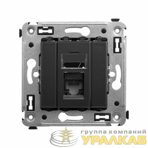 Розетка компьютерная 1-м RJ45 СП кат.6А Avanti "Черный матовый" DKC 4412373 детальная картинка