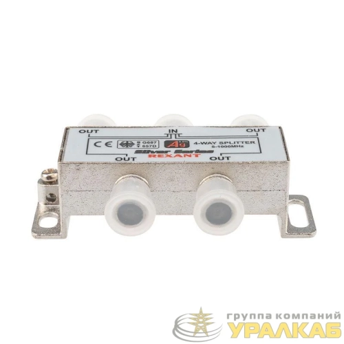 Делитель ТВ "краб" х4+5шт F "BOX" 5-1000 МГц "Silver" Rexant 05-6103 детальная картинка
