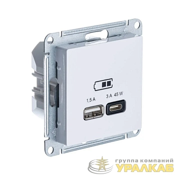 Розетка USB AtlasDesign тип A+C 45Вт высокоскор. ЗУ QC PD механизм лотос SE ATN001329