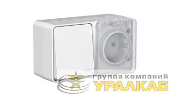 Блок ОП AtlasDesign PROFI IP54 (розетка 16А заземл. защ. шторки + 1-кл. выключатель 10А) сер. SE 