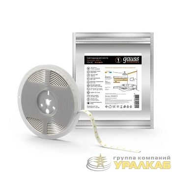 Лента светодиодная Elementary 5050/60-SMD 14.4Вт 12В DC IP20 тепл. бел. (уп.5м) Gauss 355000114