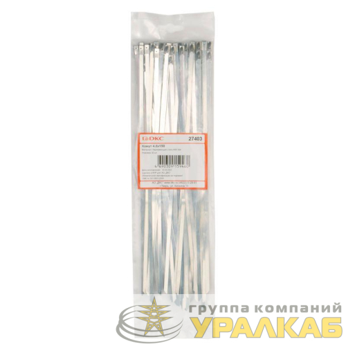Хомут кабельный 4.6х150 нерж. сталь AISI 304 серебр. (уп.50шт) DKC 27403 детальная картинка