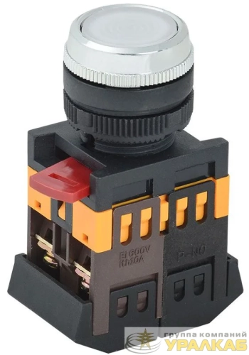 Кнопка ABLFS-22 d22мм 1з+1р 240В неон бел. IEK 