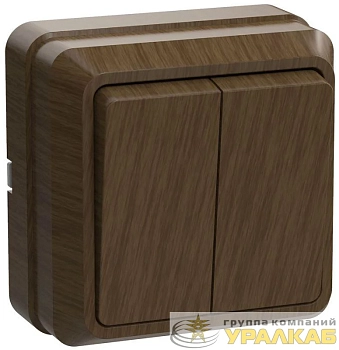 Выключатель 2-кл. ОП Октава 10А IP20 ВС20-2-0-ОД дуб IEK EVO20-K04-10-DC