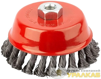 Корщетка-чашка гайка М14 стальная витая проволока 125мм FIT 39469