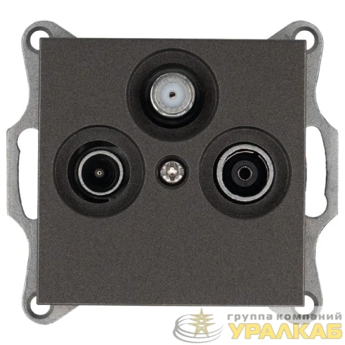 Розетка телевизионная проходная TV + FM + SAT 3-м Ф9.5мм механизм мокко Jasmart G6207Z детальная картинка