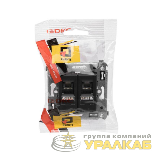 Розетка компьютерная 2-м СП Avanti "Черный матовый" RJ45 кат.5E DKC 4412464 детальная картинка