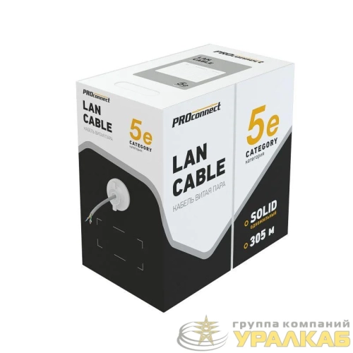 Кабель витая пара F/UTP кат.5e 2х2х24AWG solid CCA PVC INDOOR омедненный сер. (м) PROCONNECT 01-0121-3 детальная картинка
